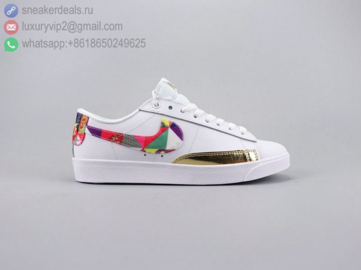 NIKE BLAZER LOW LE WHITE LEATHER EMBROIDERY WOMEN SKATE SHOES